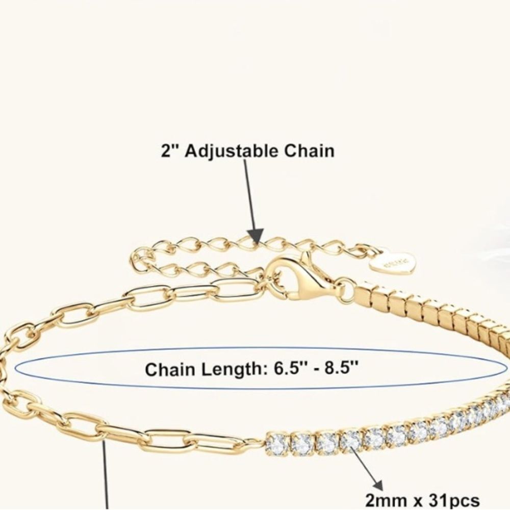 14k Diamond Chain Bracelet Trendy Elegance - Picture 11 of 11